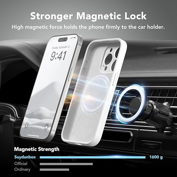 Magnetic for iPhone 13 Pro Case, Compatible with MagSafe, [Full Camera Protection][Screen Protector] Silicone Shockproof Protective Phone Case for iPhone 13 Pro 6.1", White