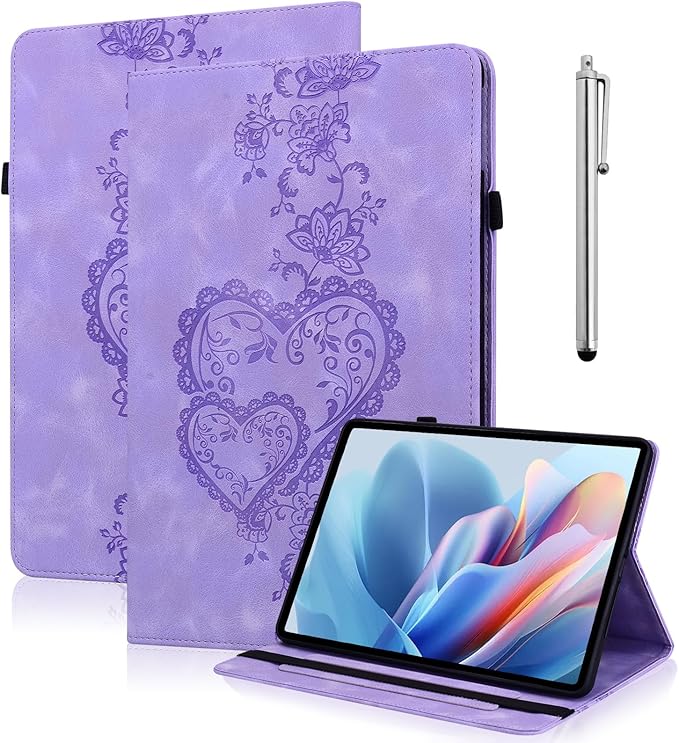 Case for iPad Pro 12.9 inch Case 6th/5th/4th/3rd Generation 2022/2021/2020/2018, Multi Angle Flip PU Leather Shockproof Cover with Pencil Holder/Card Slots, Purple
