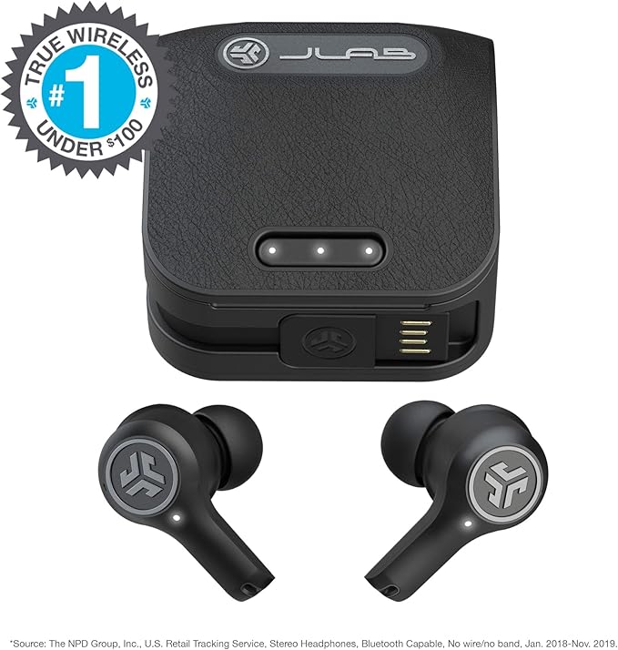 JLab Epic Air ANC True Wireless Bluetooth 5 Earbuds, Active Noise Canceling, IP55 Sweatproof, 12-Hour Battery Life, 36-Hour Charging Case, Low Latency Movie Mode, 3 EQ Sound Settings