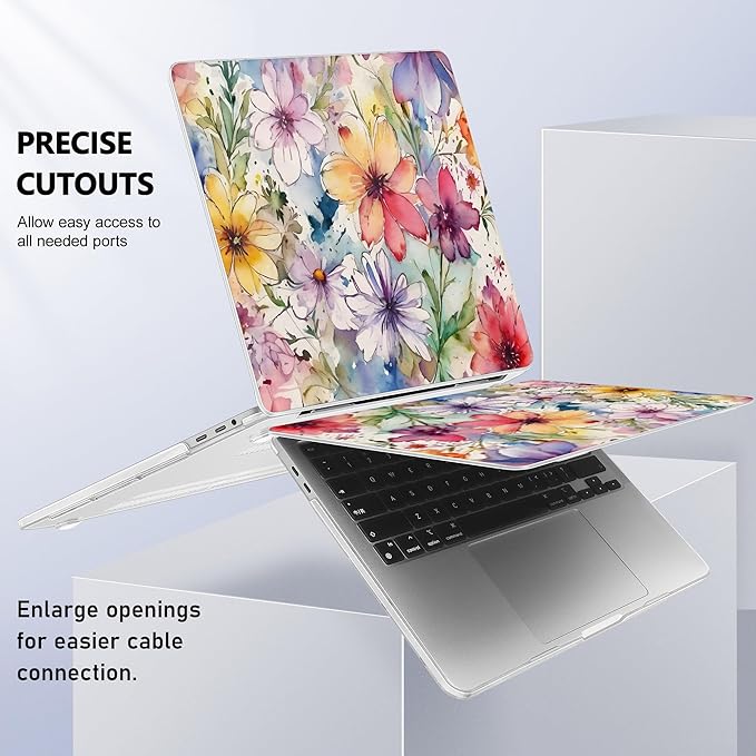 May Chen for MacBook Pro 16 inch A2141 2020 2019 Release, Screen Protector & Keyboard Cover Plastic Soft-Touch Case for MacBook Pro 16-inch with Touch Bar & Touch ID - Abstract Floral