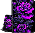 for Amazon Kindle Fire 7 (12th Generation, 2022 Release) 7" Tablet Case, Slim Kickstand Stand Leather Smart Cover with Auto Wake/Sleep, Purple Rose 01