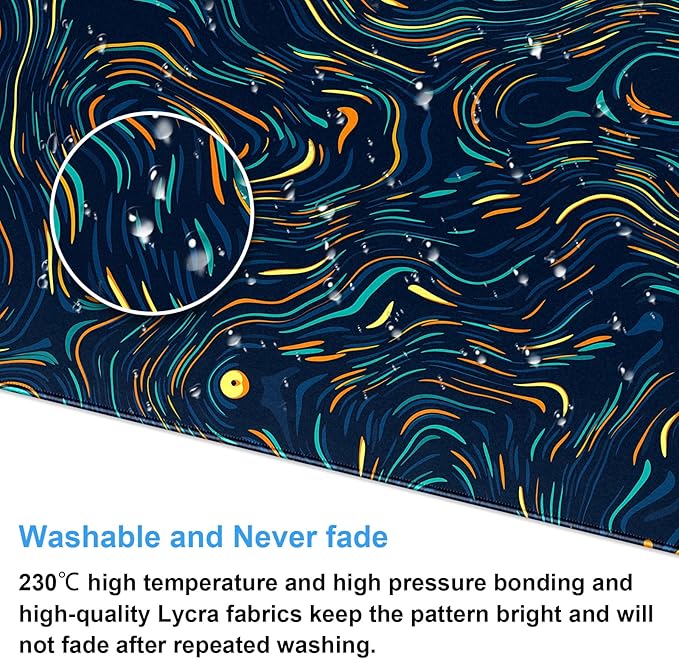 Abstract Starry Sky Swirl Gaming Desk Mat - XXL Large Mouse Pad for Keyboard & Mouse with Stitched Edges, 31.5" x 15.7" Colorful Art