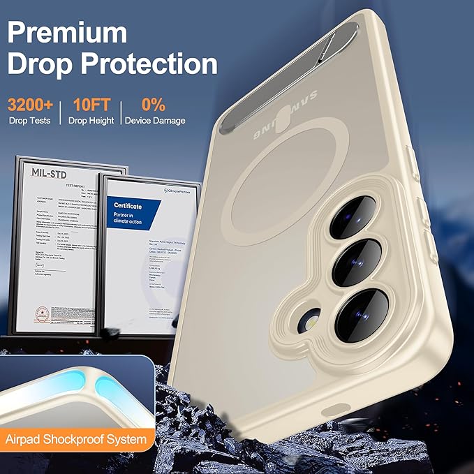 Magnetic for Samsung Galaxy S26+ Plus Case, [Compatible with MagSafe][Full Camera Protection][Built-in Invisible Kickstand] Translucent Matte Phone Case for S26 Plus 6.7" - White