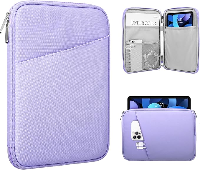 TiMOVO 9-11" Tablet Sleeve Bag for iPad 11-inch A16 2025, iPad 10.9"/10.2"| Air 11 Inch/5th/4th Gen. 10.9", Galaxy Tab A9+/A11Plus 11", Protective Bag with Pocket, Purple