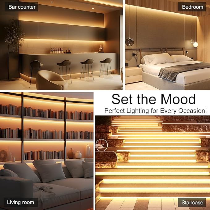 ZSLAIFU COB LED Strip Light 24V, 16.4ft Warm LED Light Strip with Remote, High Density Flexible Warm Tape Lights, CRI90+ LED Lighting for Backlighting for TV, Bedroom, Cabinet, Indoor Decor
