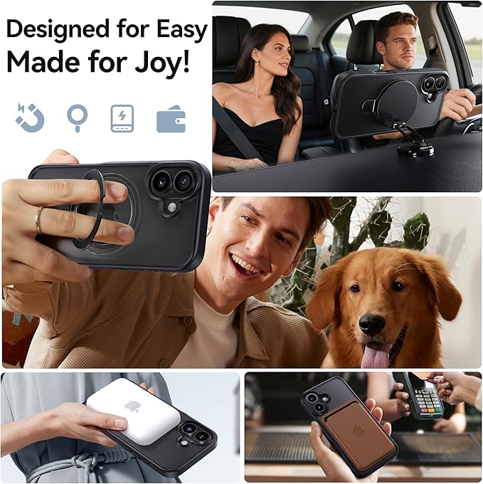 CASEKOO Ultra-Magnetic Stand for iPhone 17 Case [Military Drop Protection] [Compatible with MagSafe] Shockproof Translucent Slim Matte for iPhone 17 Phone Case with Ring Holder 6.3 Inch, Black