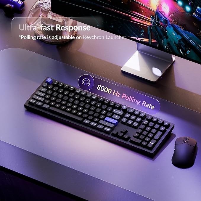 Keychron Q6 HE Wired Hall Effect Keyboard, Rapid Trigger Magnetic Switch Keyboard Hot Swappable, 8000 Hz Polling Rate Full-Size Layout Aluminum, Custom RGB for Mac Windows Linux - Black