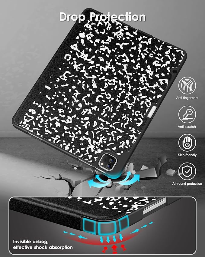 DTTO for iPad Air 13 Inch Case M4/M3/M2 2026/2025/2024, iPad Pro 12.9 Inch Case (6th/5th/4th/3rd Gen), Smart Slim Trifold Stand Soft Cover with Pencil Holder, Book