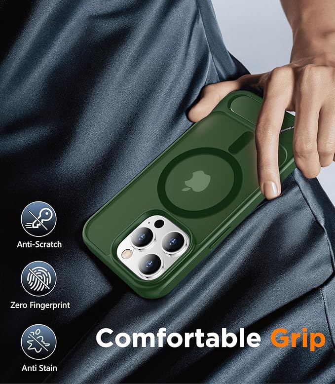 Magnetic Compatible with iPhone 13 Pro Max Case, [Built-in Invisible Kickstand][Compatible with MagSafe] [Military Grade Shockproof] Slim Translucent Matte Phone Case for iPhone 13 Pro Max 6.7"