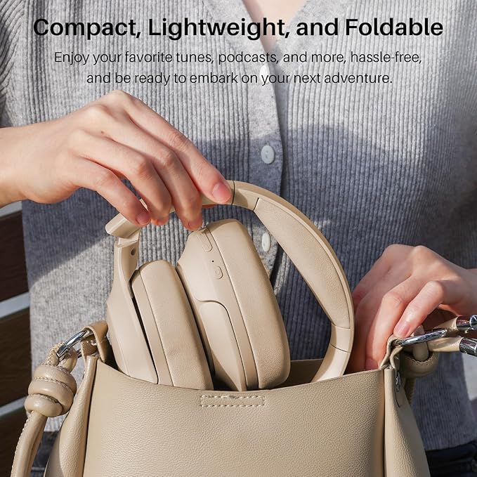 TOZO HT2 Hybrid Active Noise Cancelling Headphones, Wireless Over Ear Bluetooth Headset, 60H Playtime, Hi-Res Audio Custom EQ via App Deep Bass Comfort Fit Ear Cups, for Home Office Travel