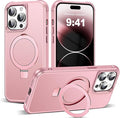 SKYLMW Compatible with iPhone 14 Pro Max Case with Invisible Magnetic O-Ring Stand Military-Grade Case for iPhone 14 ProMax 6.7" [Compatible with Mag-Safe][Great Grip Feeling], Rose Gold