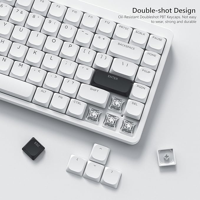 Womier Keycaps, Low Profile Keycaps, Shine Through Custom PBT Keyboard Key caps for 60% 65% 75% 80% 100% Cherry Gateron MX Switches Mechanical Keyboard,White Backlight