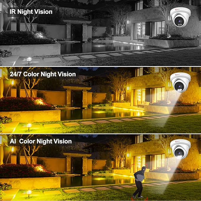 Anpviz 8MP PoE IP Camera, Built-in Mic, 512GB SD Slot, Security 4K Turret IP Camera Outdoor Indoor, Smart Color Night Vision 100ft, Human & Vehicle Detection, NDAA Compliant (U Series)