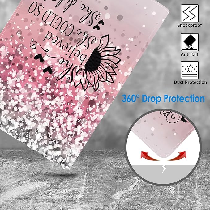WEUIUJKILO Case for iPad (A16) 11th Gen 11 Inch 2025, iPad 10th Gen 10.9 Inch 2022, PU Leather Folding Stand Smart Cover with Auto Sleep/Wake, She Believed She Could So She Did Inspirational Quote