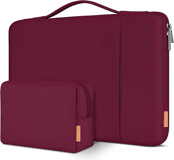 DOMISO Laptop Case Laptop Sleeve Cover for 14 inch MacBook Pro M4/M3/M2/M1 Pro/Max, Compatible with 13.3 inch HP Dell ASUS Notebook, Water-Resistant Bag with Scalable Handle and Small Case,Wine