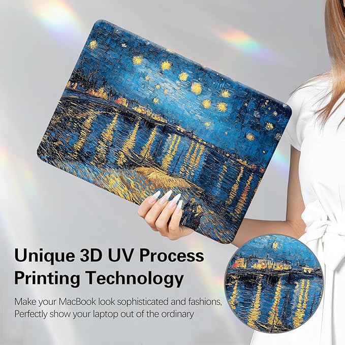 Funut Compatible with MacBook Air 13 inch Case 2021 2020 2019 2018 Model A2337 M1 A2179 A1932 Plastic Hard Shell Case Protective Cover for MacBook Air 13 with Touch ID, Starry Night