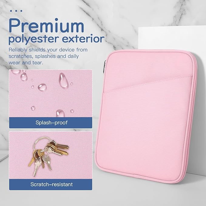 Dadanism 9-11" Tablet Sleeve Bag Carrying Case for iPad (A16) 11th Gen 11", iPad 10th Gen 10.9" Air 5/4, iPad Air M4/Pro 11", iPad 9/8/7th, Galaxy Tab A11+ Plus 11", Remarkable 2 10.3", Flowers Pink
