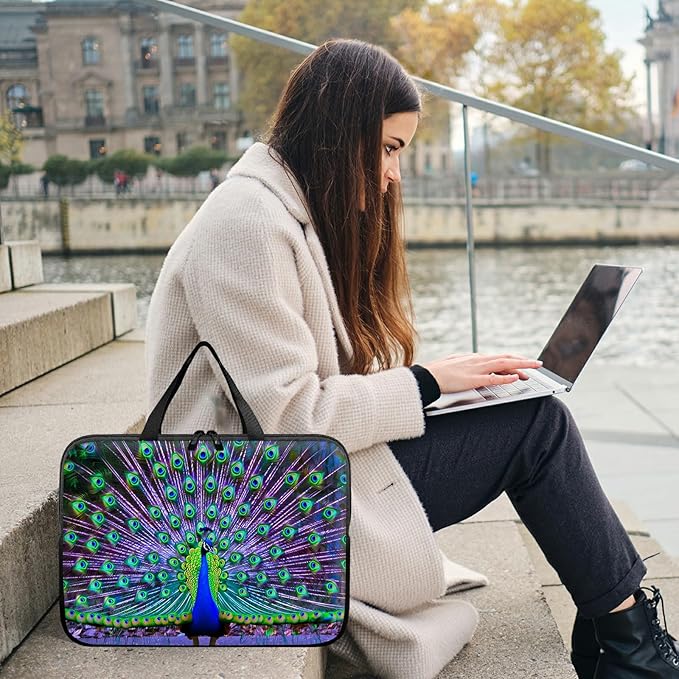 Universal Laptop Sleeve Tablet Case 12 inch, Peacock Slim Carrying Case Handbag Travel Laptop Bag for Surface Pro 9 8 7/Laptop Go 2 3, MacBook Air 11/12
