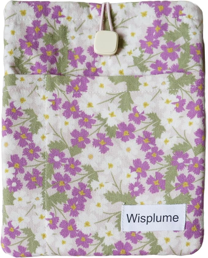 Padded eReader Sleeve Tablet Bag Pouch for Paperwhite, Colorsoft,Signature Edition, Voyage,Scribe/Kobo eReader,Floral Book Protector for Paperbacks and Small Hardcovers (Purple, Large)