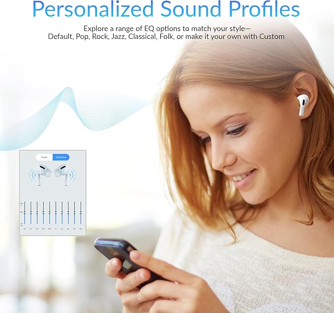IQ Sound IQ-341 ANC & ENC Bluetooth Earphone with Touchscreen Display Charging Case, True Wireless Earbuds, Stereo Sound, Dual Mic, Voice Assistant, In-Ear Detection, USB-C Charging (White)