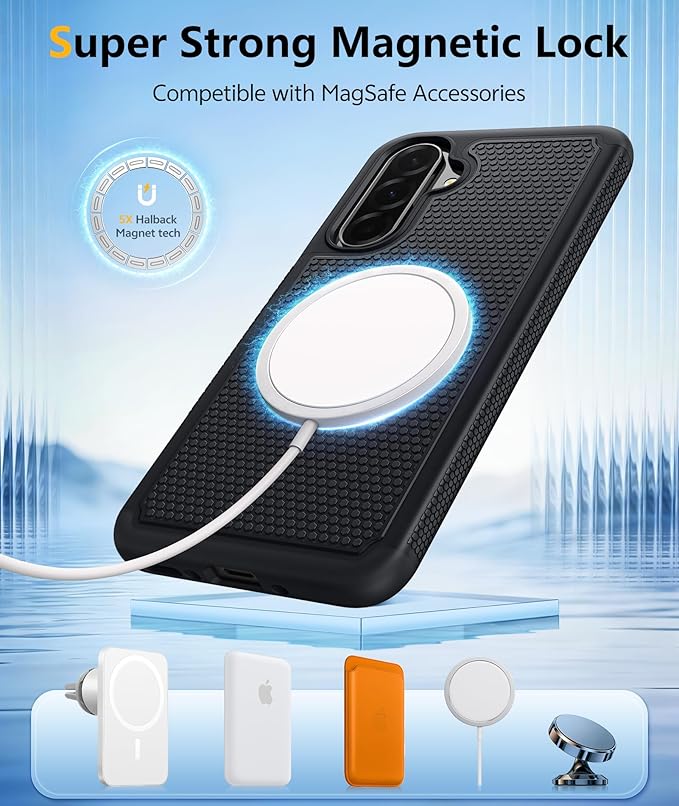 FNTCASE for Galaxy A36-5G Phone Case: Samsung A36 5G Magnetic Cover [Fit for Magsafe] with Screen Protector, Anti-Slip Textured, TPU+PC Dual Layer Shockproof, Military Grade Drop Protection (Black)