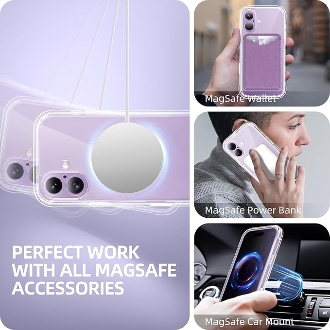 BERFY for iPhone 17 Case, Compatible with MagSafe, Built-in Privacy Screen Protector, Camera Protection, Shockproof Full Body Phone Case 6.3", Clear