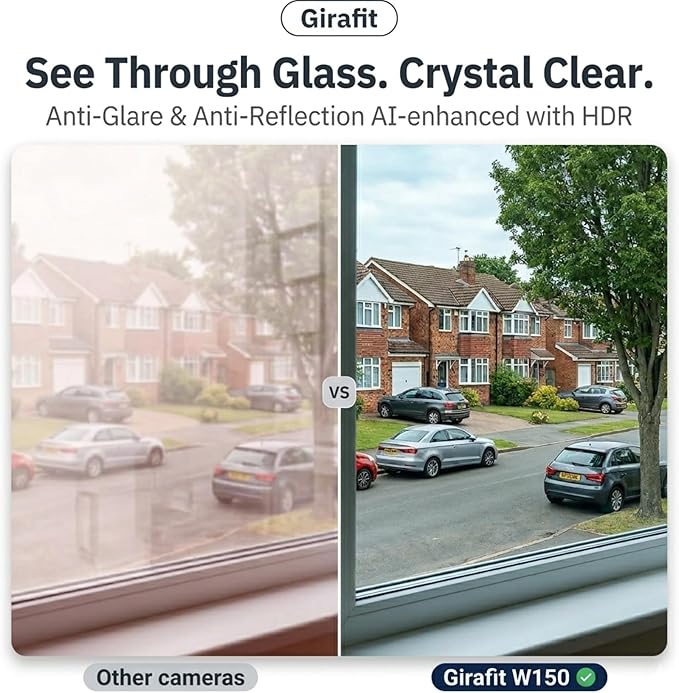 Girafit 3MP 2K Window Camera,2.4GHz & 5GHz WiFi Indoor Cameras for Home Security with ChroMax Al Color Night Vision,Person & Motion Detection,24/7 Recording,Easy & Quick Install
