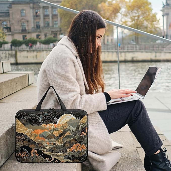 Universal Laptop Sleeve Tablet Case 12 inch, Japanese Abstract Art Slim Carrying Case Durable Handbag Travel Laptop Bag for Surface Pro 9 8 7/Laptop Go 2 3, MacBook Air 11/12