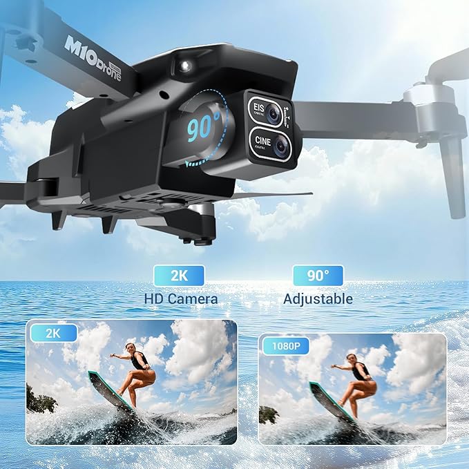 Drone with Camera 2K Brushless Motor Mini Drone 3D Flip FPV RC Drone One-Key Take Off/Landing 2 Batteries Foldable Drones with Camera for Adults Under 249g