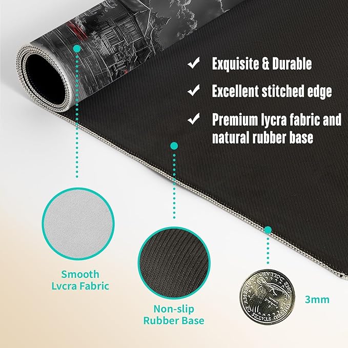 Extended Gaming Mouse Pad, Large Mouse Mat 3 mm Nature Rubber Base Mousepad with Stitched Edges, Non-Slip Desk Mat for Office Home Great Gift 31.5x11.8 Inch (Dark Canyon 6)