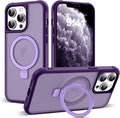 SKYLMW Compatible with iPhone 11 Pro Max Case with Invisible Magnetic O-Ring Stand Military-Grade Translucent Case for iPhone 11 ProMax 6.5" [Compatible with Mag-Safe][Great Grip Feeling], Purple