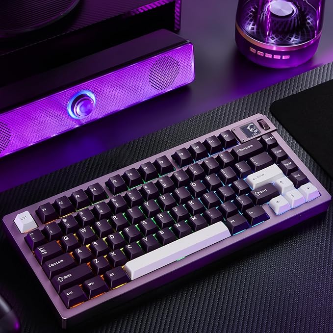Akko MOD007 V5 HE Wired Rapid Trigger Gaming Keyboard Quick Release Aluminum Wired Keyboard with Personalized Screen FR4 Plate Purple, AstroAim Switch