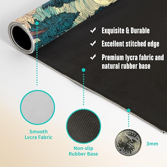 Extended Gaming Mouse Pad, Large Mouse Mat 3 mm Nature Rubber Base Mousepad with Stitched Edges, Non-Slip Desk Mat for Office Home Great Gift 31.5x11.8 Inch (Starry Forest 2)