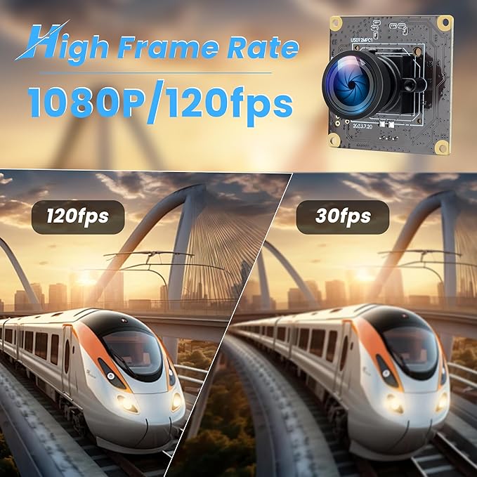 120fps USB Camera Module - 4K High Speed Golf Swing USB Camera with No Distortion 110 Degree Wide Angle Lens for Windows Mac OS Jetson Nano