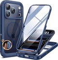 Miracase Magnetic for iPhone 17 Pro Case 6.3" [Compatible with MagSafe] Full-Body Phone Case with Built-in Glass Screen Protector & Camera Control,Drop Proof iPhone 17 Pro Cover, Dark Blue