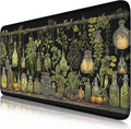 Witchy Botanical Green Plants Desk Mat Mouse Pad Large Gaming Mouse Pad Mystical Dark Cottagecore Mousepad Computer Laptop Keyboard and Mouse Mat, Desktop Protector Mat
