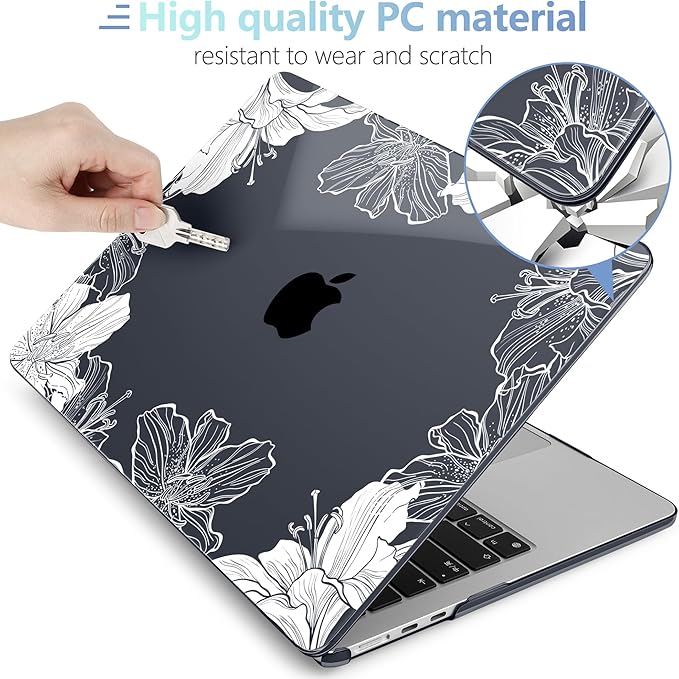 MEEgoodo Case for M5/M4/M3/M2 MacBook Air 15 inch Case 2026 2025 2024 2023, Laptop Shell Fit Model (A3448/A3241/A3114/A2941) for MacBook Air 15.3-inch, Lily Floral