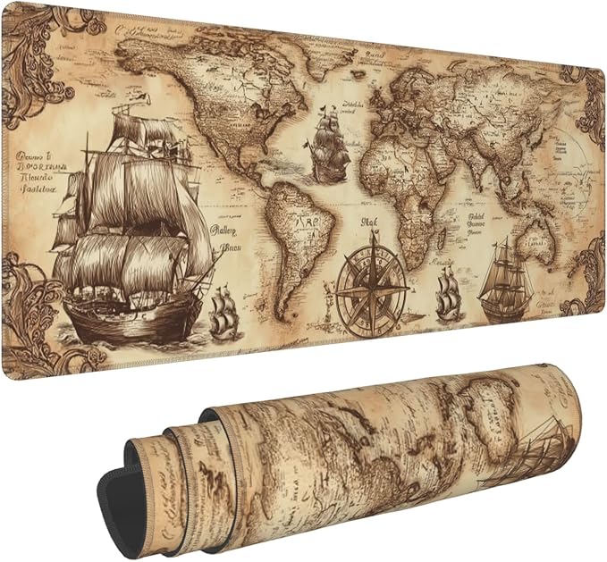 Nautical Compass Mouse Pad Extended Large Gaming Mouse Pad XL Stitched Edges for Gamer Home Office 31.5 X 11.8 Inch