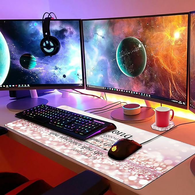 Extended Large Gaming Mouse Pad with Coaster 35.4 x 15.7 Full Desk Mousepad Stitched Edges Desk Pad Extended Large Gaming Mouse Pad for Desk Office Home Ultimate Gaming Desk Mat-Inspiration Quote