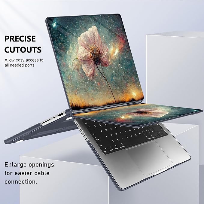 May Chen for 2026 MacBook Pro 14-inch M5 M4 M3 M2 M1 Pro/Max Chip, Release 2026 2025-2021, Model A3427 A3426 A3434 A3112 A3401 A3185, Plastic Hard Shell with Keyboard Cover, Flower Stars