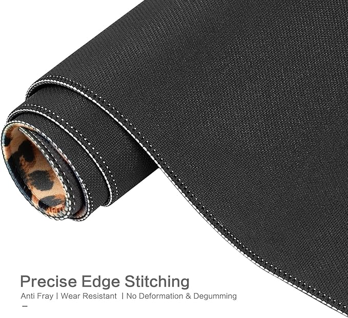 Lokigo Leopard Print Desk Pad, Brown Large Gaming Mouse Pad, Waterproof Rubber Base Mousepad for Desk with Stitched Edges DeskMatt for Laptop Gaming Office Work Study, 31.5"x15.7", Cheetah