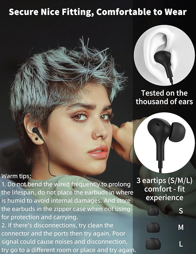 USB C Headphone for Samsung S26 S25 FE S24 A16 A17 Wired Earbuds Magnetic in-Ear Type C Earphone with Microphone Volume Control Bass Stereo Noise Canceling for iPhone 17 Pro Max 16 16e 15 Pixel 10a 9a