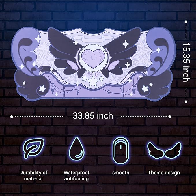 GeekShare Large Gaming Mouse Pad Dark Purple Non-Slip Rubber Back Mouse Pad Big Desk Mat for Keyboard and Mouse,Perfect for Gaming or Home Office Work - Star Wings Dark Version