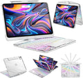 SIBEITU Keyboard Case for iPad Pro 13 Inch M5 2025 / M4 2024, Clear Wireless Keyboard iPad Pro 13inch Cover with Multi-Touch Trackpad, 7-Color Backlight & 3-Brightness, Visible PCB Tech Design, White