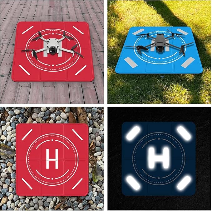 FPVtosky Drone Landing Pad Weighted, Nighttime Reflective & Foldable Launch Pad, Waterproof Helipad for DJI Mini 5/4/3 Pro/Mini 4k/Air 3S/Neo/Flip Drone Accessories (25 in)