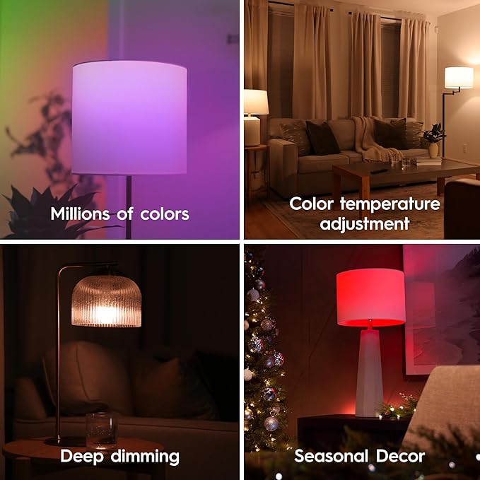 GE Cync Smart LED Light Bulbs, Color Changing Decorative Light Bulbs, Indoor WiFi Lights, Matter Compatible, Compatible with Alexa and Google Home, Medium Base (3 Pack)