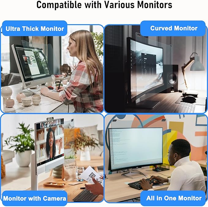 ZYY 30-32 Inch Anti Blue Light Screen Protector for Diagonal 30,31.5,32 Monitor, Desktop PC UV Blocking Filter (W 28 1/4 x H 16 9/16) for Eye Strain, Hanging Computer Screen Blue Light Blocker