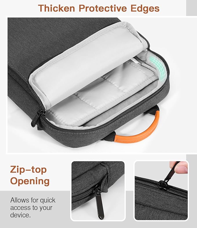 MoKo 13 Inch Tablet Sleeve Bag, Fits with 13 Inch New iPad Pro M5 & Air M4/M3, iPad Pro 12.9 M2&M1,Surface Laptop Go 12.4,Galaxy Tab S8+/S9+ 12.4,Handle Carrying Case with Shoulder Strap,Black &Gray