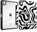 Case for iPad Pro 13 inch (M5) 2025 (M4) 2024 Release with Pencil Holder - Aesthetic Cute Preppy Design Trifold Cover with Soft TPU Bumper Clear Back Auto Sleep/Wake for Girls Women, Waves
