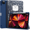 DTTO for iPad Pro 11 inch 4th/3rd/2nd/1st Generation 2022/2021/2020/2018 Case, Smart Slim Trifold Stand Soft TPU Back Cover with Built-in Pencil Holder, Also Fit iPad Air 5/4,Blue Book
